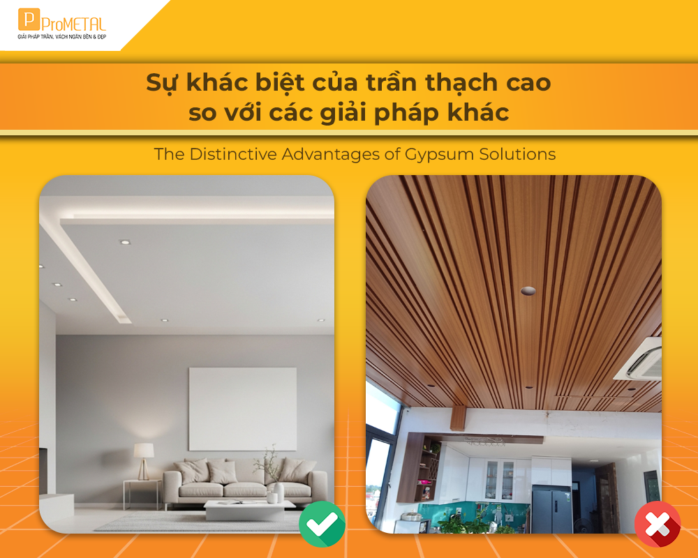 sự khác biệt của trần thạch cao