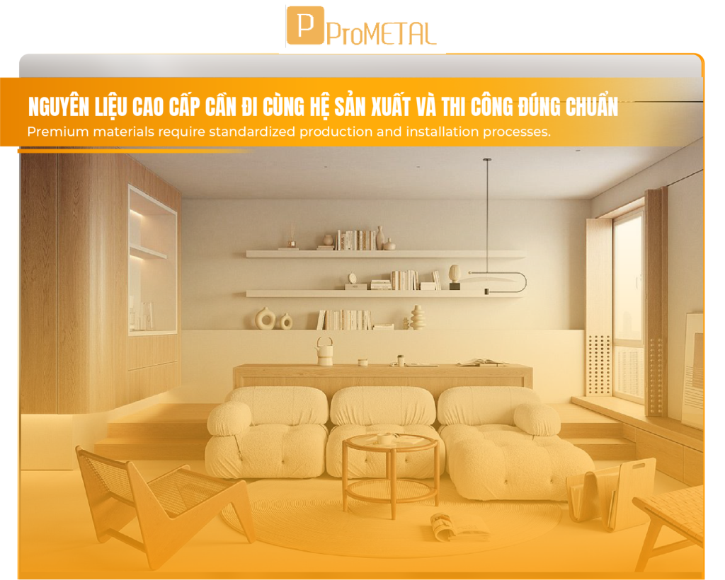 Nguyên liệu cao cấp cần đi cùng hệ sản xuất và thi công đúng chuẩn
