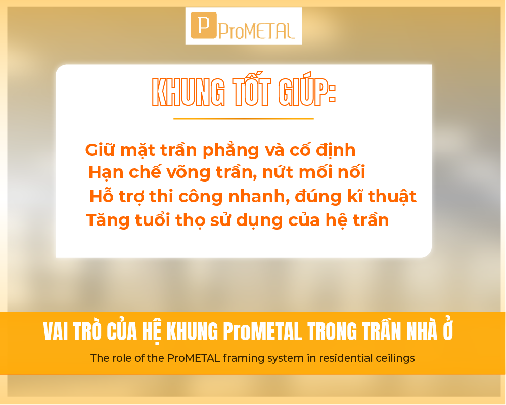 Vai trò của hệ khung ProMETAL trong trần thạch cao nhà ở