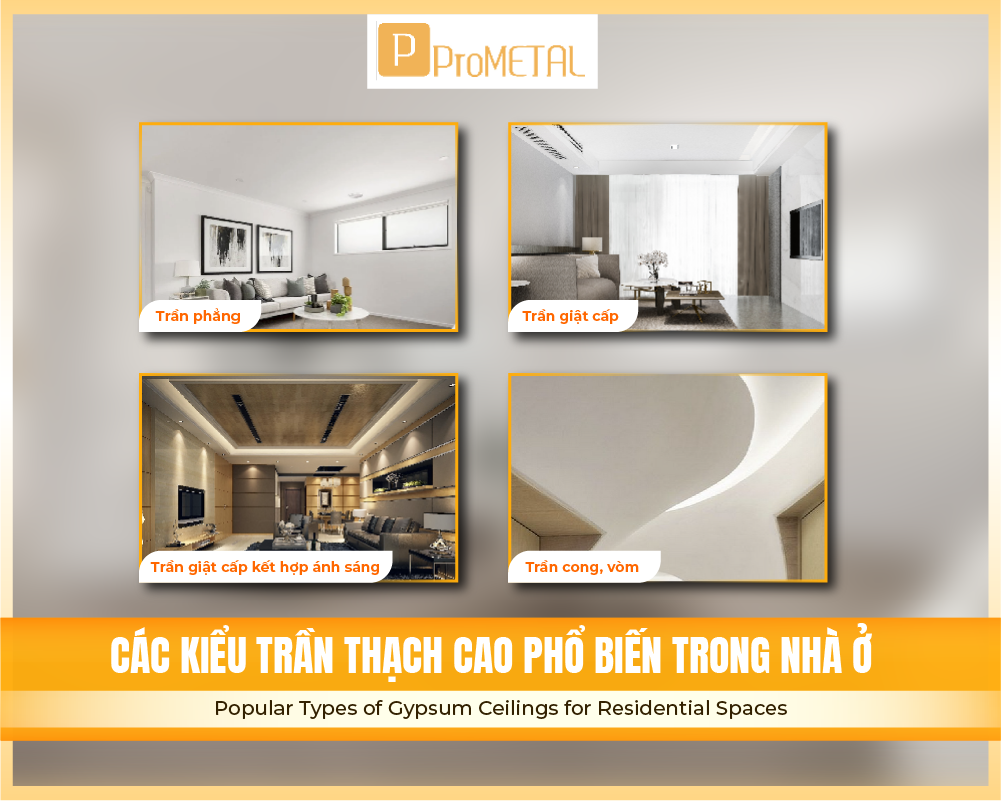 Các kiểu trần thạch cao phổ biến trong nhà ở