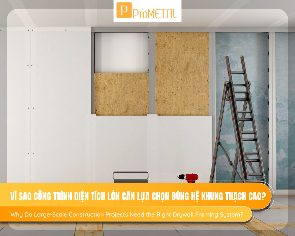 Vì sao công trình diện tích lớn cần lựa chọn đúng hệ khung thạch cao?