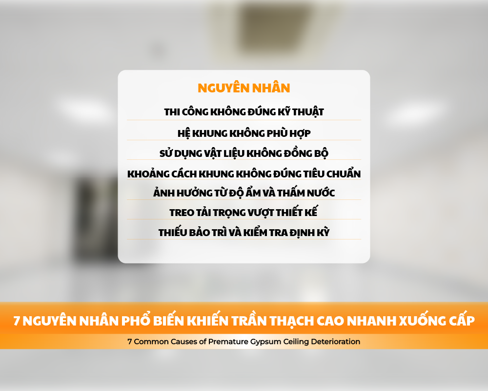 7 nguyên nhân phổ biến khiến trần thạch cao nhanh xuống cấp